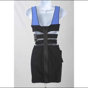 Bebe Addiction Color Block Cut out Bodycon Dress